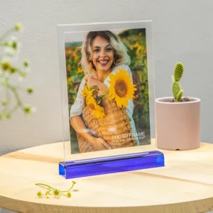 Hot Selling Desktop Colorful Display With Photo Frame Acrylic Picture Frame Photo Customizable Logo