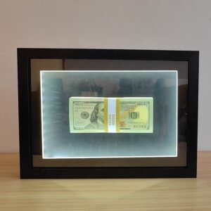 Hot Selling LED Lights A4 8×10 Shadow Box Frame with Digital Lights US Dollar Cash Shadow Box Frame for Banknote