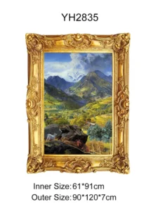 Hotel Decoration Antique Gold Handmade Eco Friendly Large Resin Wall Mount Photo Frame