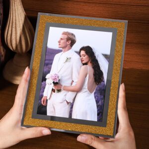 INS Popular Handmade Customized Glass Rectangular Commemorative Photo Frame Silver Powder Tabletop Display Photo Frame