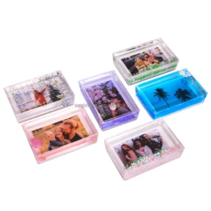 Instax Photo Frame Plastic Acrylic Photo Frame Clear Magnetic Liquid Floating Glitter Water Desktop Wall Polaroid