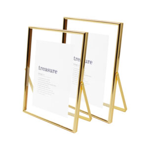 JUNLIN Nordic Gold Metal Glass Floating Photo Picture Frame