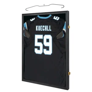 Jersey Display Shadow Box Sport Uniform Frame with 98% UV Protection Acrylic Hanger for Baseball Basketball Football Shirt Black