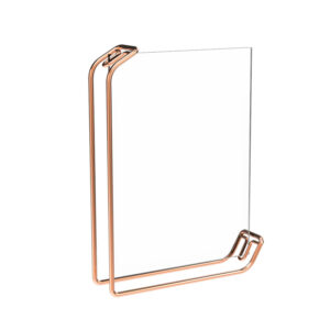 L shape Free Standing Desktop Decorative Transparent Acrylic Metal Stand Photo Frame
