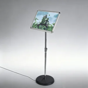 LED Floor Standing Sign with 25mm Snap Frame Lightbox and Adjustable Metal Pole for Advertising