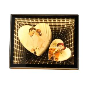 LED Magic Mirror Photo Frame for Gifts/decoration Sublimation Blank Custom 3D Plastic Wedding Photo Frame With Led Light 4 Color