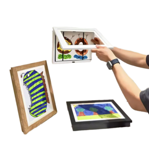 Wood Color Brown DIY Photo Frame Customized A4 Creative Woodlike UV Printing Magnetic Front Open Changeable Design Eco Friendly