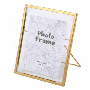 Large Desktop Decorations Square Mini Photo Frame Transparent Glass Metal Stand Photo Photo Frame Stand