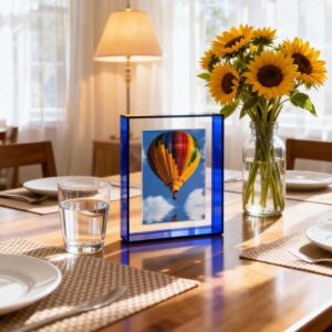 Laser Rainbow Acrylic Shadow Box Photo Frame Neon Floating for Wall Mount Tabletop Decorative Clear