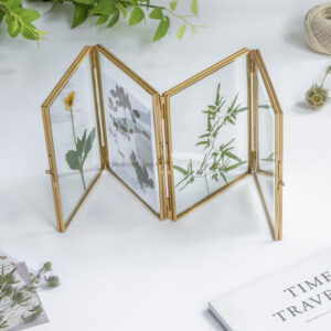 Latest Unique Photo Frame Tabletop Decor Metal & Glass for Wall Decorate Brass Photo Frame Gold Finished Clear Glass for Home