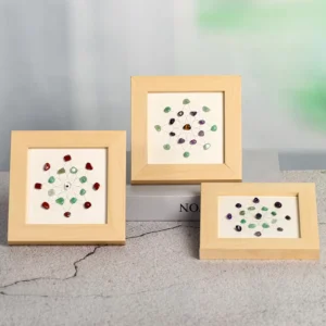 Life Shape Flower Raw Stone Crystal Photo Frame Display Stand Housewarming New Home Wooden Picture Frame Home Festive Decoration