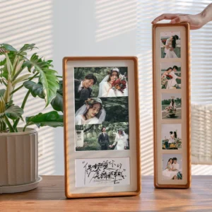 Ludaye Handmade Eco Friendly Solid Wood Rectangle Vertical Photo Frame Creative Three Pane Collage Long Bars Wall Mount Desktop