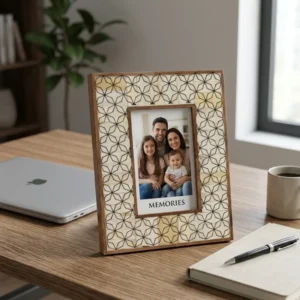 Luxury Bone Inlay Photo Frame 4×6 Inch Handcrafted Carving Design Decorative Picture Frame for Tabletop Office Desk & Gift Use