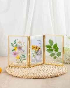 Luxury Gold Triple Hinged Floating Frame DIY 3 Panel Metal Frame for Wedding Photos Home Decor