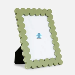 Luxury Handmade Wooden Lacquer Photo Frame with Elegant Green Wavy Edge Decorative Picture Frame for Modern Home & Office Decor