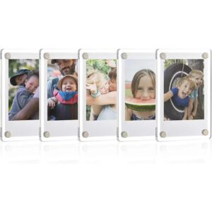 Magnetic 3 Inch Mini Acrylic Resin Photo Frame Favorite Photo Display for Wedding Parties Home & Refrigerator Decor