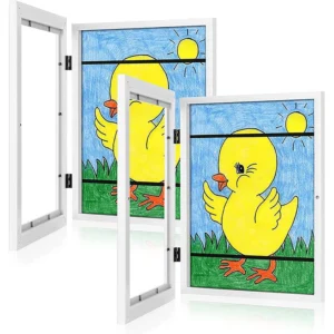 Magnetic Flip Kids Art Display Frame Folding Photo Frame Hidden Storage Picture Frame for Toddler Artwork Storage