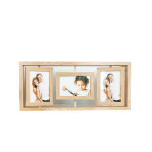 Mengkai Popular Collage Photo Frame 3 4*6 Inch Double Sided Display Rotatable Wooden Photo Frame