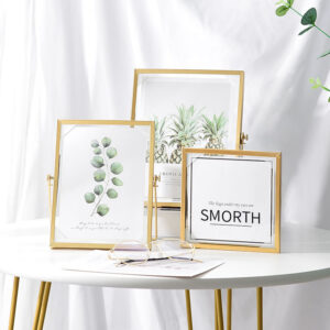 Metal Photo Frame Collection Simple Metal Geometric Picture Frame With Glass Cover Gold Metal Floating Picture Frame