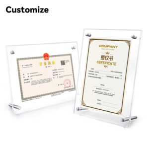 Minimalist High Definition Translucent Award Certificate Frame Office Photo Studio Work Picture Frame Photo Display Stand