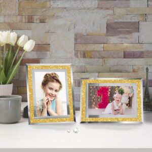 Minimalist Luxury Crystal Glass Photo Frame 6 10 Inch Tabletop Display with Universal Stand
