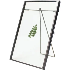 Modern Black Metal Tabletop Floating Photo Frame Freestanding Glass Picture Display Frame For Home Decor Gifts