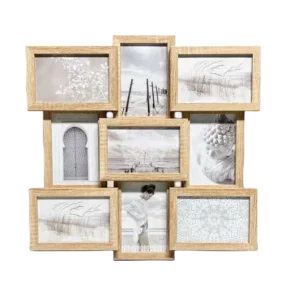 Modern Design 9 Opening 4×6 Wooden Wall Hanging Picture Photo Frame Set UV Printed Home Decor Collage