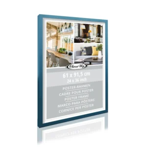 Modern Design Poster Frame 61 X 91.5 cm Wood Effect in Petrol Turquoise Color
