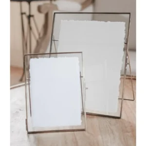 Modern Gold & Glass Floating Picture Frame Tabletop Metal Photo Display Farmhouse Style Sided Glass Frame For Photos