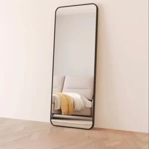 Modern Luxury Gold Aluminum Alloy Art Deco Frame Rounded Corner Large Full Length Standing Floor 6mm Thick Wedding Bedroom