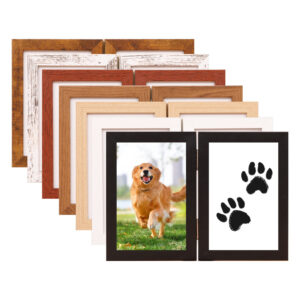 Modern MDF Two piece Folding DIY Cat dog Paw Print Personalized Commemorative Photo Frame with Wash off Ink Printing Paste