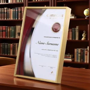 Modern Minimalist Award Certificates Diplomas and Other Decorative Aluminum Frames Fade resistant Customizable in Multiple Sizes