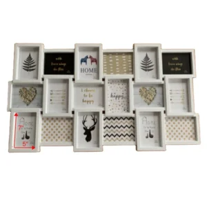 Modern Plastic & Glass Picture Frame Collage Wall Decor with 18 Openings for 5×7 Inch Photos