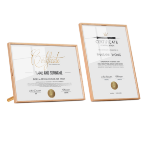 Modern Portable Crystal Table Glass Certificate Frame Eco Friendly Honor Authorization Letter Award Display Rack Stand Varnished