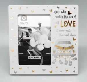 Modern Romantic 4×6 Wedding Photo Frame for Tabletop or Wall Display Exclusive Gift for Newlywed Couples