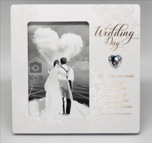 Modern Romantic 4×6 Wedding Photo Frame for Tabletop or Wall Display Exclusive Gift for Newlyweds