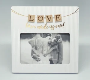 Modern Romantic 4×6 Wedding and Anniversary Photo Frame for Tabletop or Wall Display Available