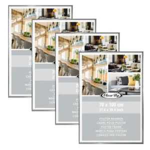 Modern Set of 4 Silver Poster Frames 70 X 100cm A2 Photo & Painting Wood Frame Square Metal Table Home Decor