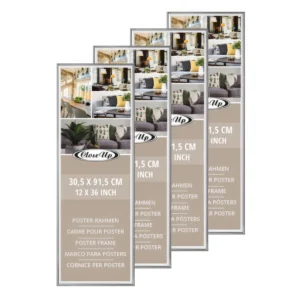 Modern Silver 30.5 X 91.5 cm Poster Frames Set of 4 Aluminum Metal Frame Acrylic Protection Sheet for Home Decor Style A2 16×20