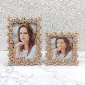 Modern Simple Creative Photo Frame Flower Durable Wedding Gift Electroplated Gold Metal Photo Frame