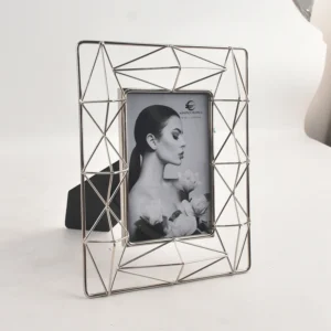 Modern Square Silver Metal Durable UV Printed 6 Color 4×6 5×7 Wire Tabletop Photo Frame for Home Office Living Room Wedding
