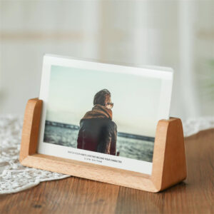 Modern U Shape Tabletop Desktop Display Photo Albums Accessories Stand Solid Walnut Wooden Photo Frames for Home Decor