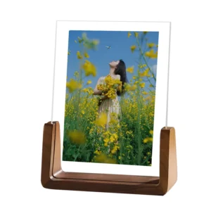 Modern U Shape Tabletop Desktop Display Photo Albums Accessories Stand Solid Walnut Wooden Photo Frames for Home Decor