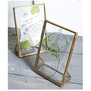 Modern Wall Hanging Brass Rectangle Glass Album Photo Picture Display Frame Metal Wedding Photo Frames for Home Tabletop