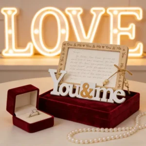 Modern Wooden Valentines Day Love Photo Frame with Silk Screen Printing Creative Wedding Anniversary Gift Home Decoration