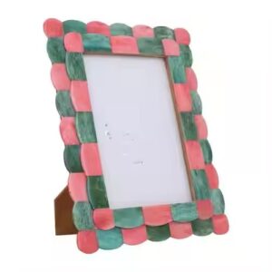 Multi Color Rectangle Custom Design Decorative Bone Inlay Photo Frame for Bedroom Living Room Wall Memorial Frame