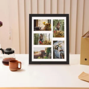 Multi Picture Collage Photo Frame Black Wood 5 Opening Wall Mount Display Frame for 4×6 Photos
