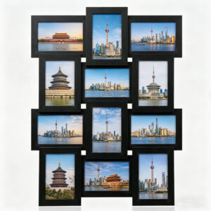 Multi Picture Photo Frame MDF 12 Collage Aperture Wall Decor 4X6 Inch Wooden Photo Frame