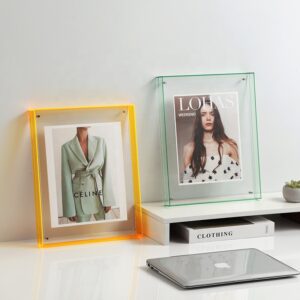 Muti color Double Sided Modern Tabletop Standing Decorative Acrylic Neon Shadow Box Floating Picture Photo Frame