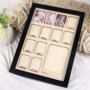 My First Year Picture Display DIY Frame Laser Cut 1st Birthday Photo Collage Sign Milestone Poster for Baby’s First Year